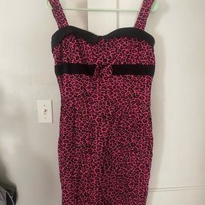 Collectif pink and black animal print vintage wiggle dress